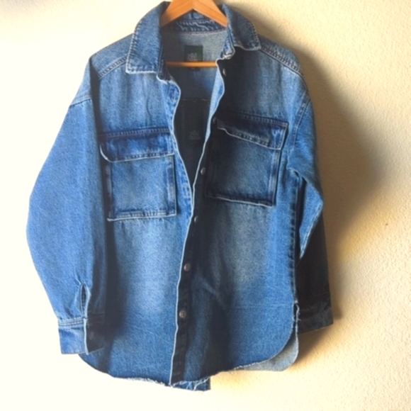 wild fable Jackets & Blazers - Wild Fable Burton-up Long Jean Shirt / Jacket Blue Denim